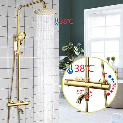 Shower Faucet - 8" Bathroom Rainfall Shower Faucet Set Solid Brass Single Shower Mixer Tap
