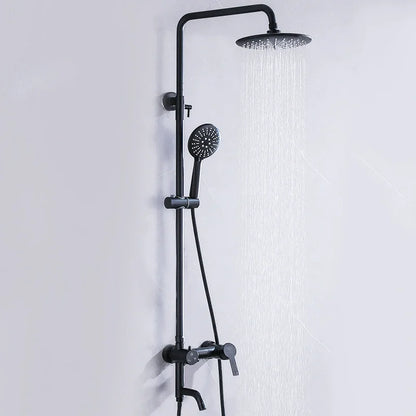 Bathroom Black Shower Set Wall Mounted 8" Rainfall Shower Faucet 3-functions 2 Cross Handles Solid Brass Shower Fixtures-Index Bath