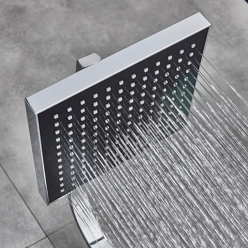 Shower Faucet - 8" Wall Mount Rainfall Shower Head With Handshower Bathtub Mixer Tap