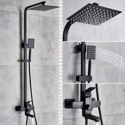 Shower Faucet - 8" Wall Mount Rainfall Shower Head With Handshower Bathtub Mixer Tap