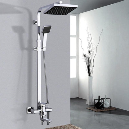Shower Faucet - 8" Wall Mount Rainfall Shower Head With Handshower Bathtub Mixer Tap