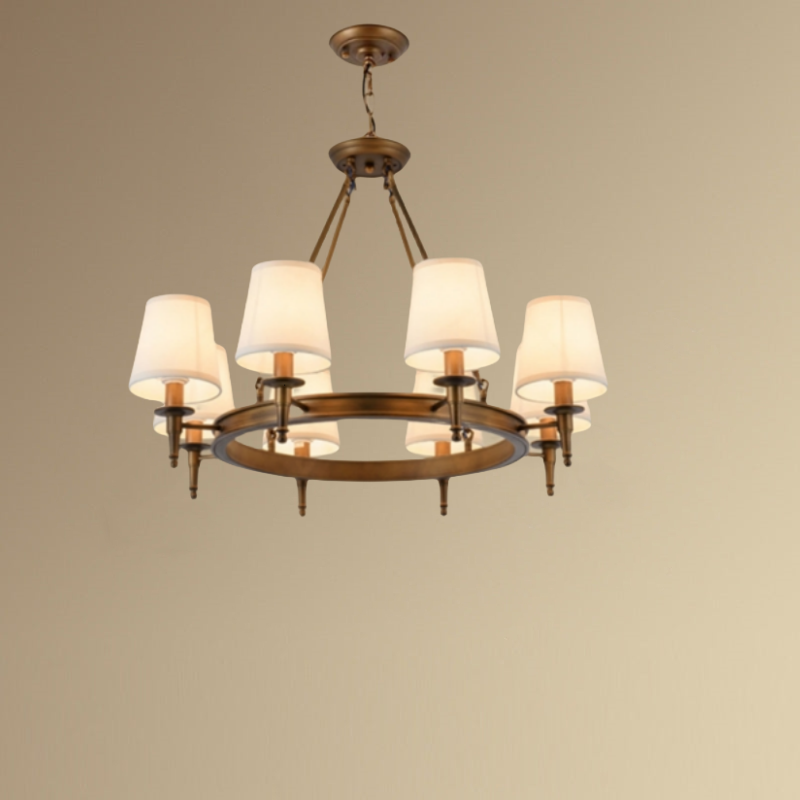 Vintage Ring Chandelier – Fabric Shade Ceiling Light