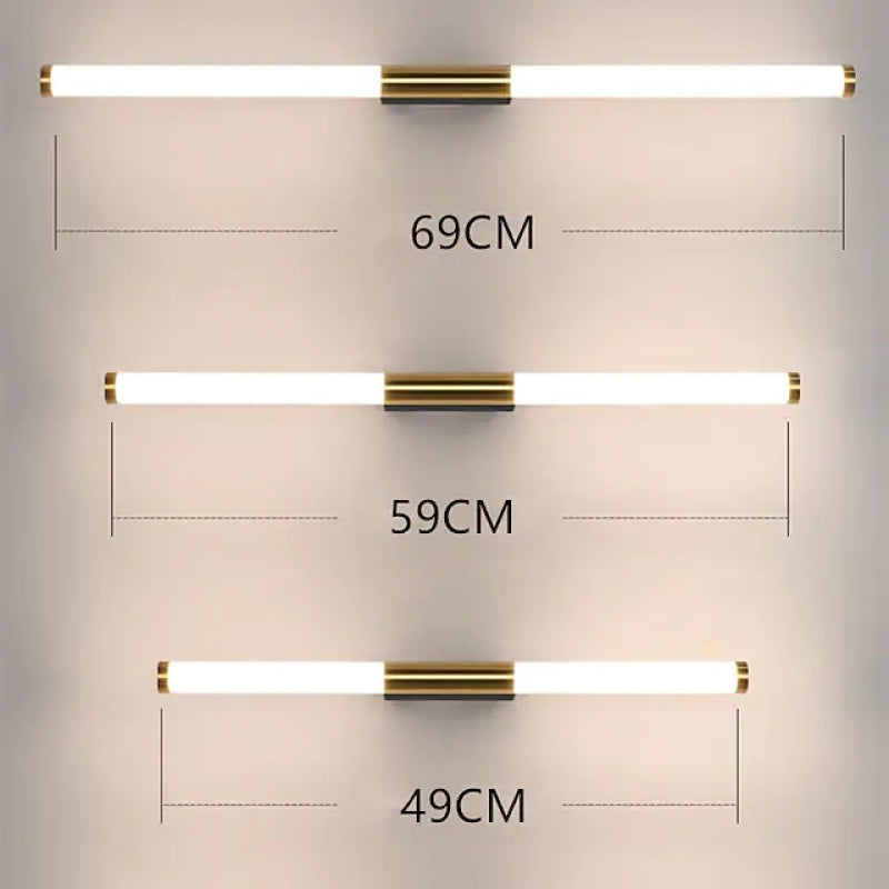 Leigh Minimalist Linear Metal Wall Lamp – Gold Finish, 19.3/23.2/27.2"