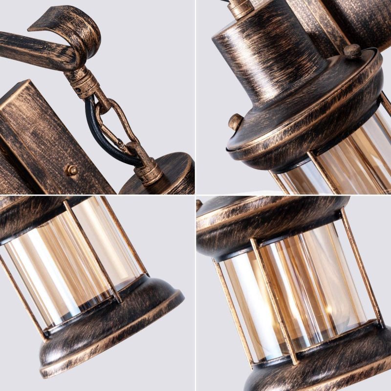 Country Industrial Retro Wall Lamp – Glass Shade, E27 Socket