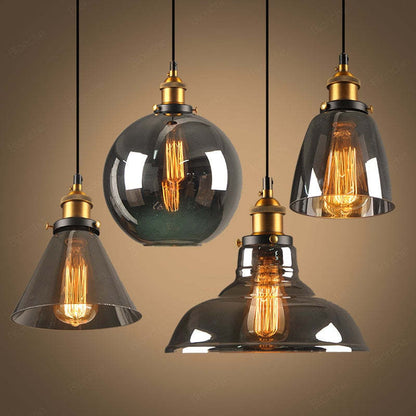 Industrial Glass Pendant Light – Adjustable Hanging Ceiling Lamp (E27)