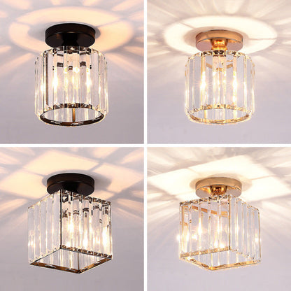 Herbert Modern Metal/Crystal Ceiling Light – Round/Square, 3 Colours