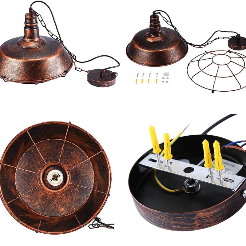 Rustic Industrial E27 Pendant Lamp Shade – Black or Rust Finish
