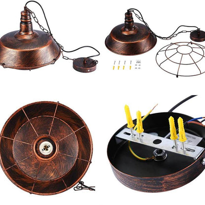 Rustic Industrial E27 Pendant Lamp Shade – Black or Rust Finish