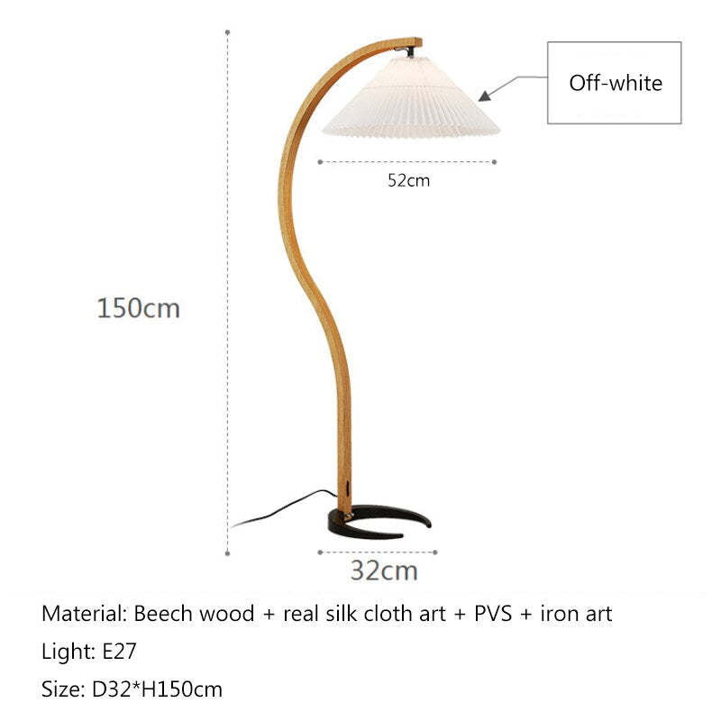 Modern Minimalist Fabric Shade LED Floor Lamp – Beige, 12W