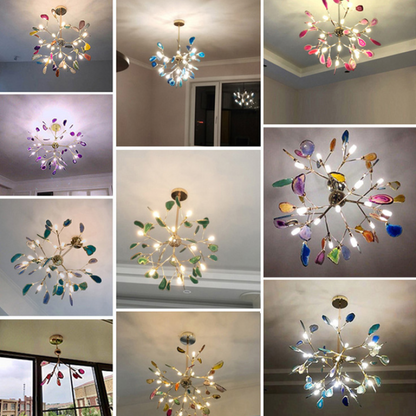 Aurora Gemstone Agate Colourful Chandelier for Bedroom and Living Room