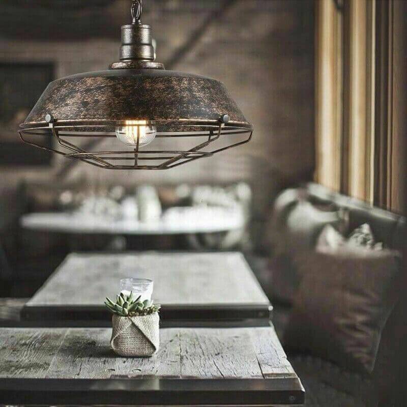 Rustic Industrial E27 Pendant Lamp Shade – Black or Rust Finish