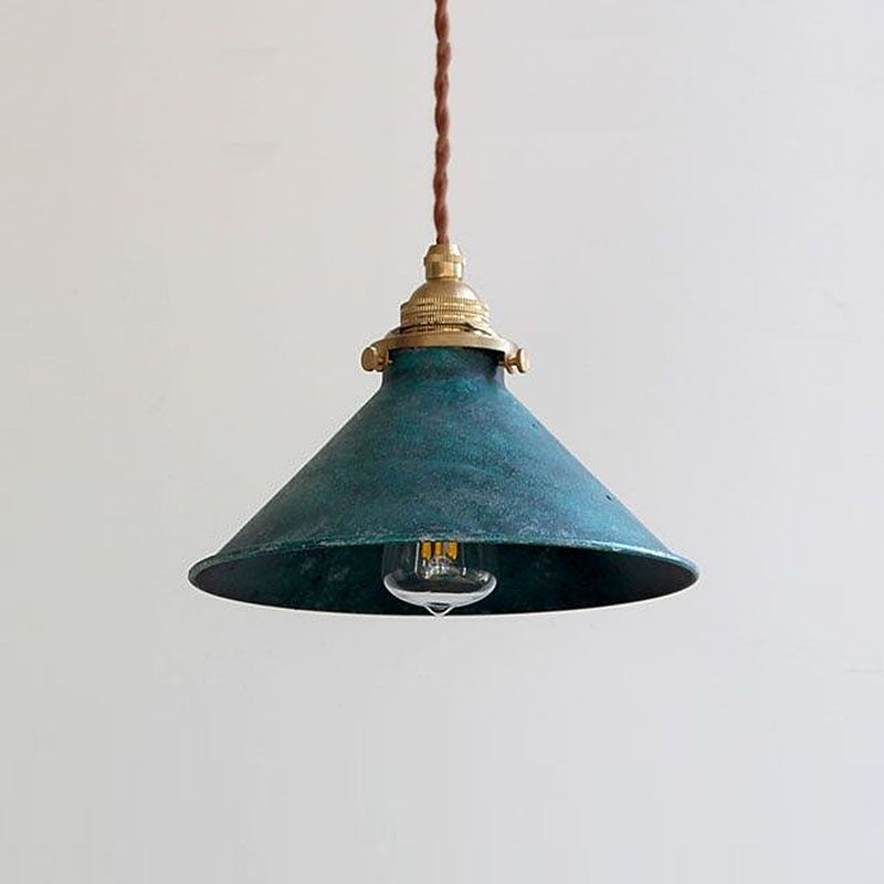 Alessio Vintage LED Pendant Light – Blue Metal Shade, E14 Base