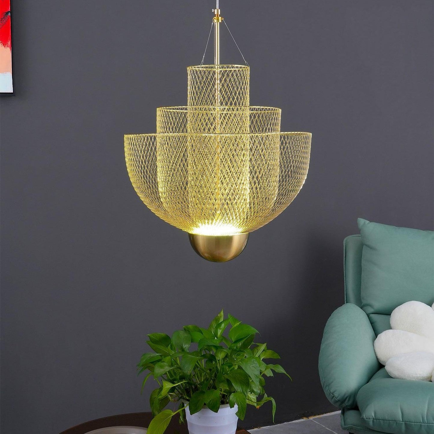 Alessio Chrome & Gold Metal Pendant Light – Modern Bedroom/Living