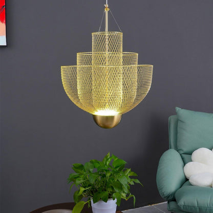 Alessio Chrome & Gold Metal Pendant Light – Modern Bedroom/Living