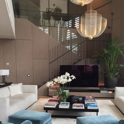 Alessio Chrome & Gold Metal Pendant Light – Modern Bedroom/Living