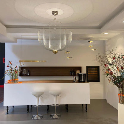 Alessio Chrome & Gold Metal Pendant Light – Modern Bedroom/Living