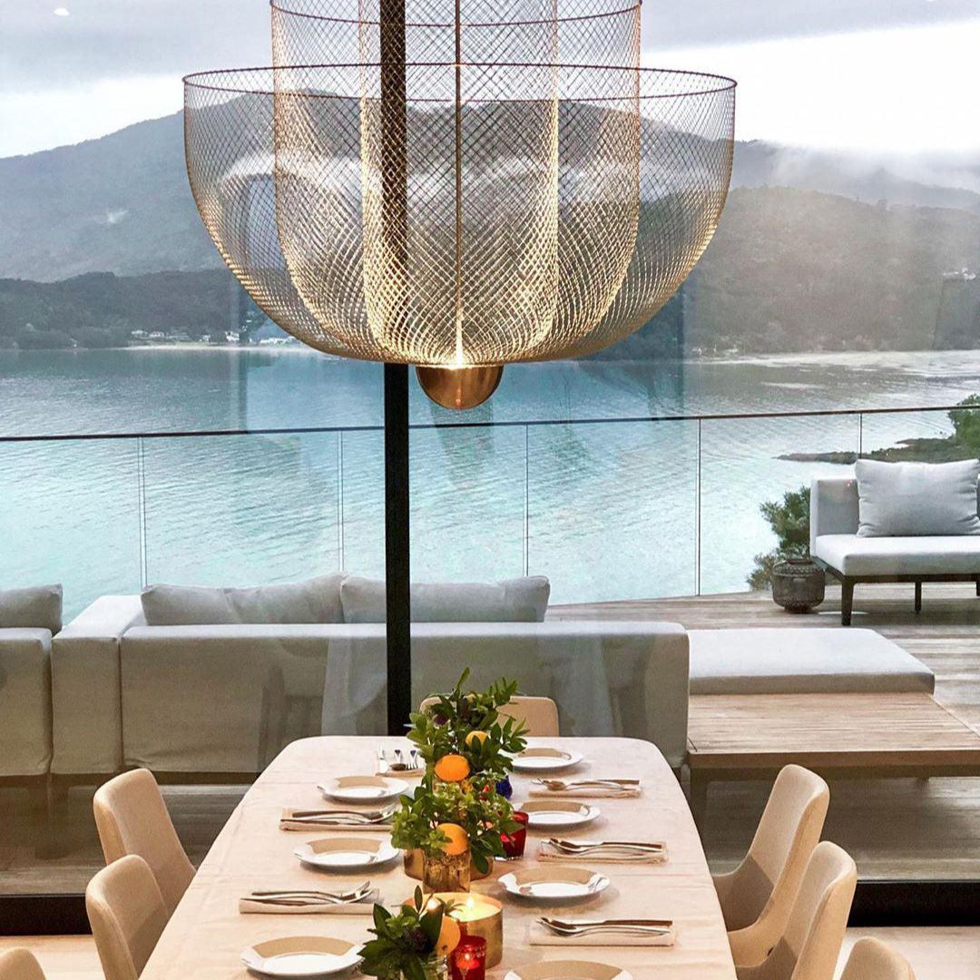 Alessio Chrome & Gold Metal Pendant Light – Modern Bedroom/Living