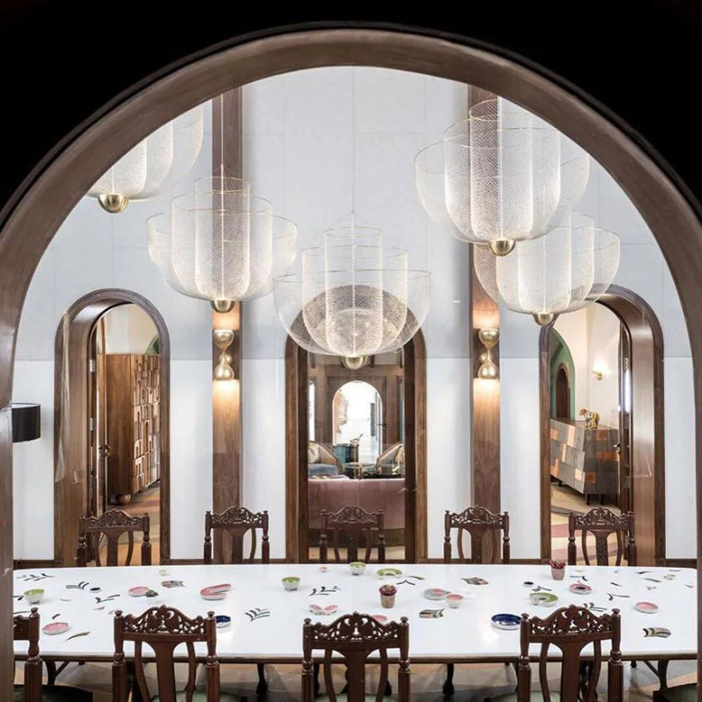 Alessio Chrome & Gold Metal Pendant Light – Modern Bedroom/Living