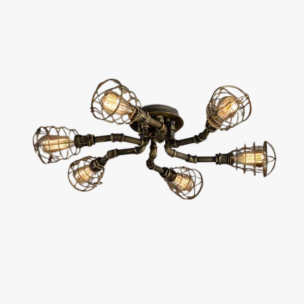 Alessio Industrial Flush Mount Ceiling Light – 4/6/8 Heads