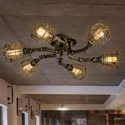 Alessio Industrial Flush Mount Ceiling Light – 4/6/8 Heads