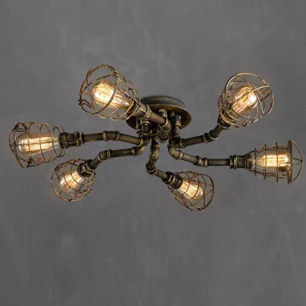 Alessio Industrial Flush Mount Ceiling Light – 4/6/8 Heads