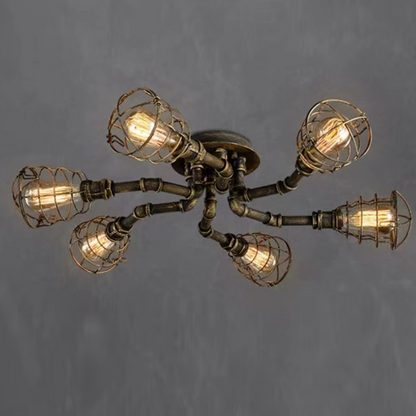 Alessio Industrial Flush Mount Ceiling Light – 4/6/8 Heads
