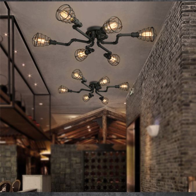 Alessio Industrial Flush Mount Ceiling Light – 4/6/8 Heads