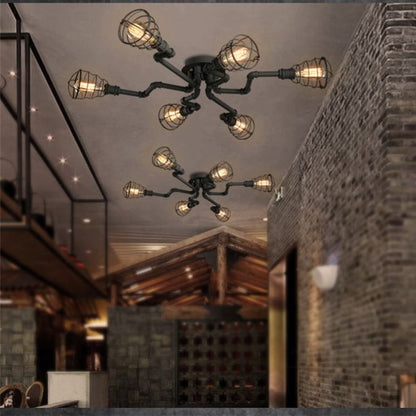 Alessio Industrial Flush Mount Ceiling Light – 4/6/8 Heads