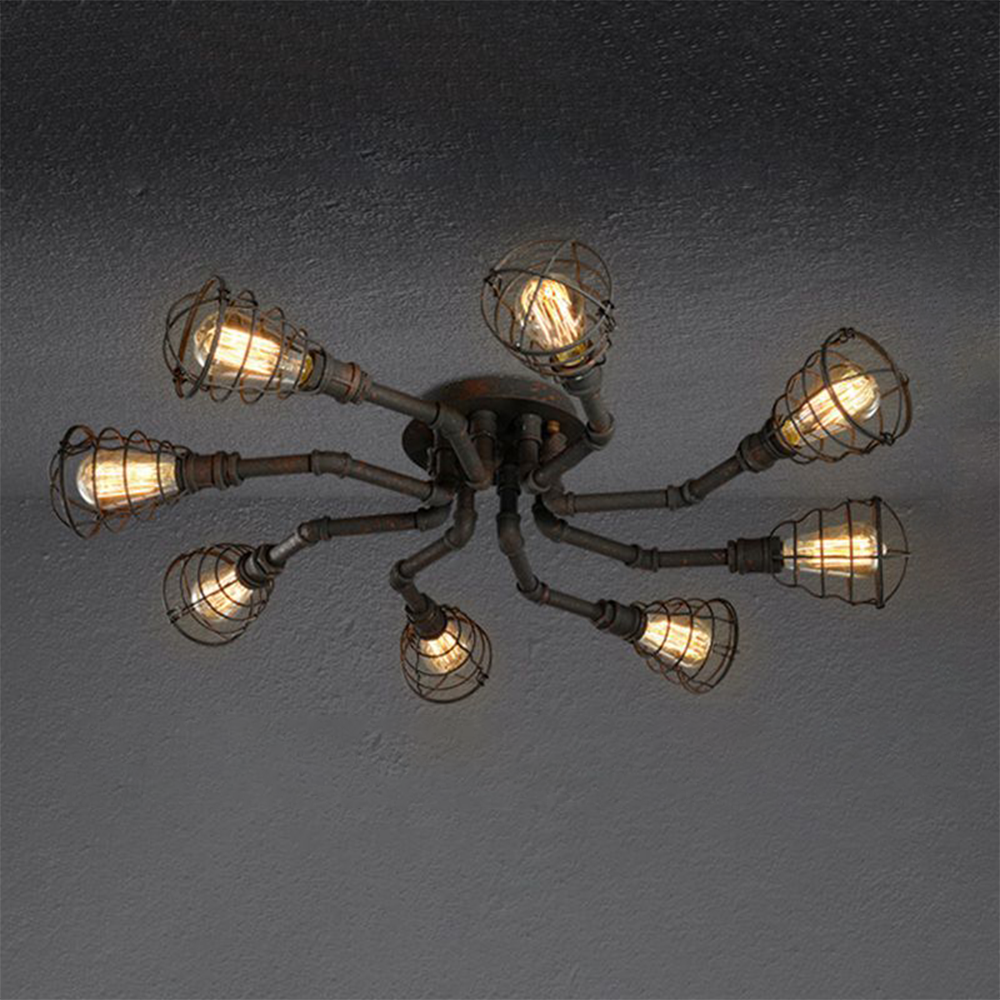 Alessio Industrial Flush Mount Ceiling Light – 4/6/8 Heads