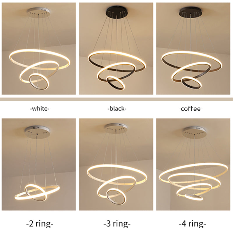 Arisha Modern Ring Pendant Light – Metal & Silicon, 2–4 Rings