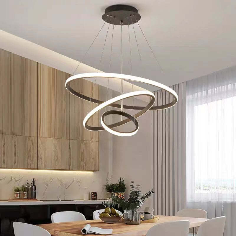 Arisha Modern Ring Pendant Light – Metal & Silicon, 2–4 Rings