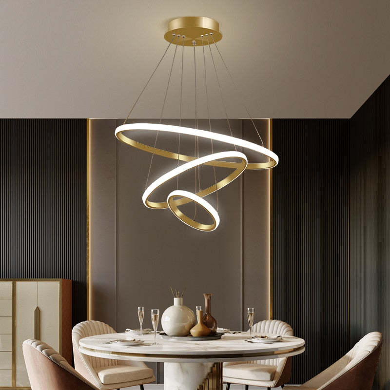 Arisha Modern Ring Pendant Light – Metal & Silicon, 2–4 Rings