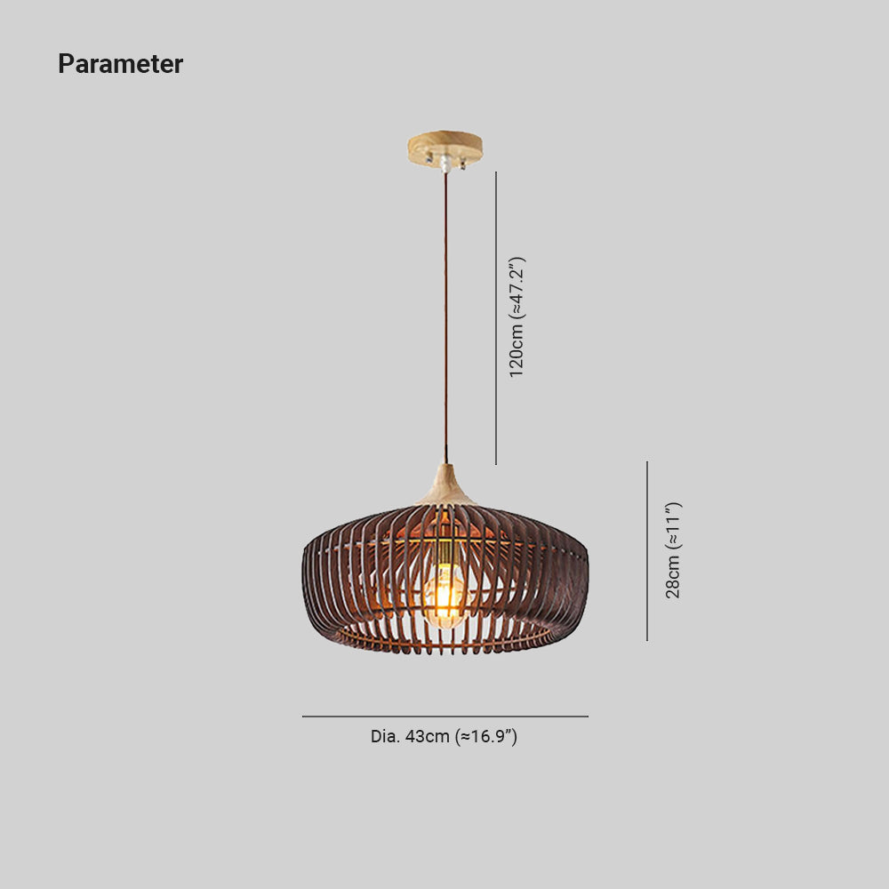 Ozawa Nordic Japanese Pendant Light – Wood, E27, 5–10 m²