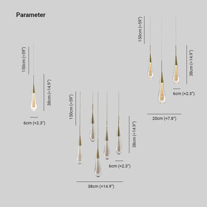 Hailie Teardrop Pendant Light – Crystal & Metal, 1/3/5 Heads