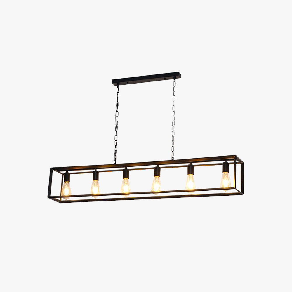 Alessio Rectangle Pendant Light – Brass/Black, 5 or 6 Bulb Design