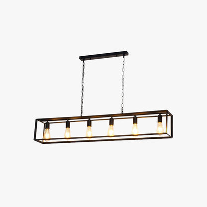Alessio Rectangle Pendant Light – Brass/Black, 5 or 6 Bulb Design
