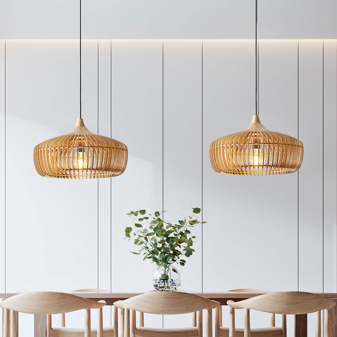 Ozawa Nordic Japanese Pendant Light – Wood, E27, 5–10 m²