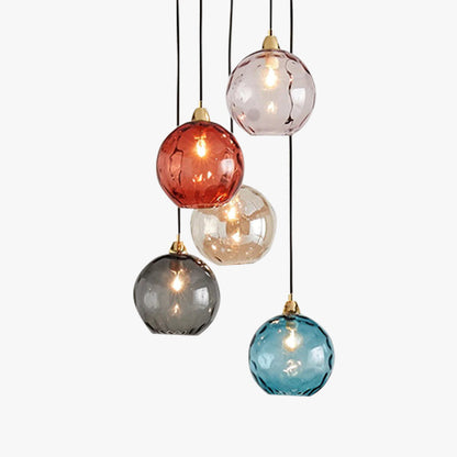 Colored Water-Glass Globe Chandelier – Modern Multi-Bulb Pendant