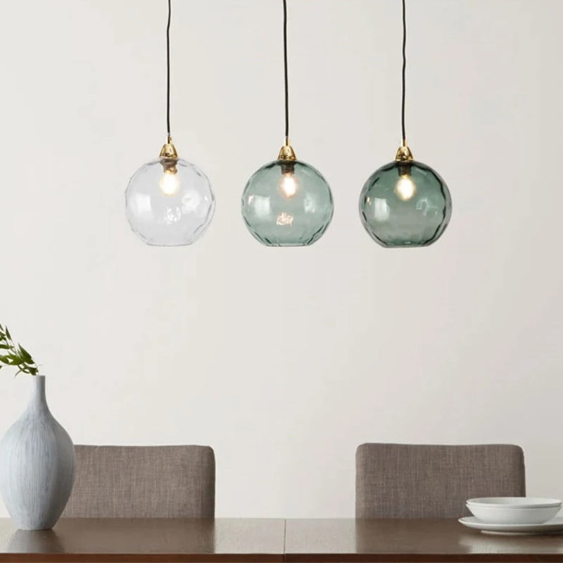 Colored Water-Glass Globe Chandelier – Modern Multi-Bulb Pendant