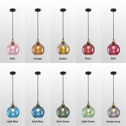 Colored Water-Glass Globe Chandelier – Modern Multi-Bulb Pendant