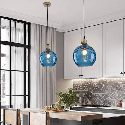 Colored Water-Glass Globe Chandelier – Modern Multi-Bulb Pendant