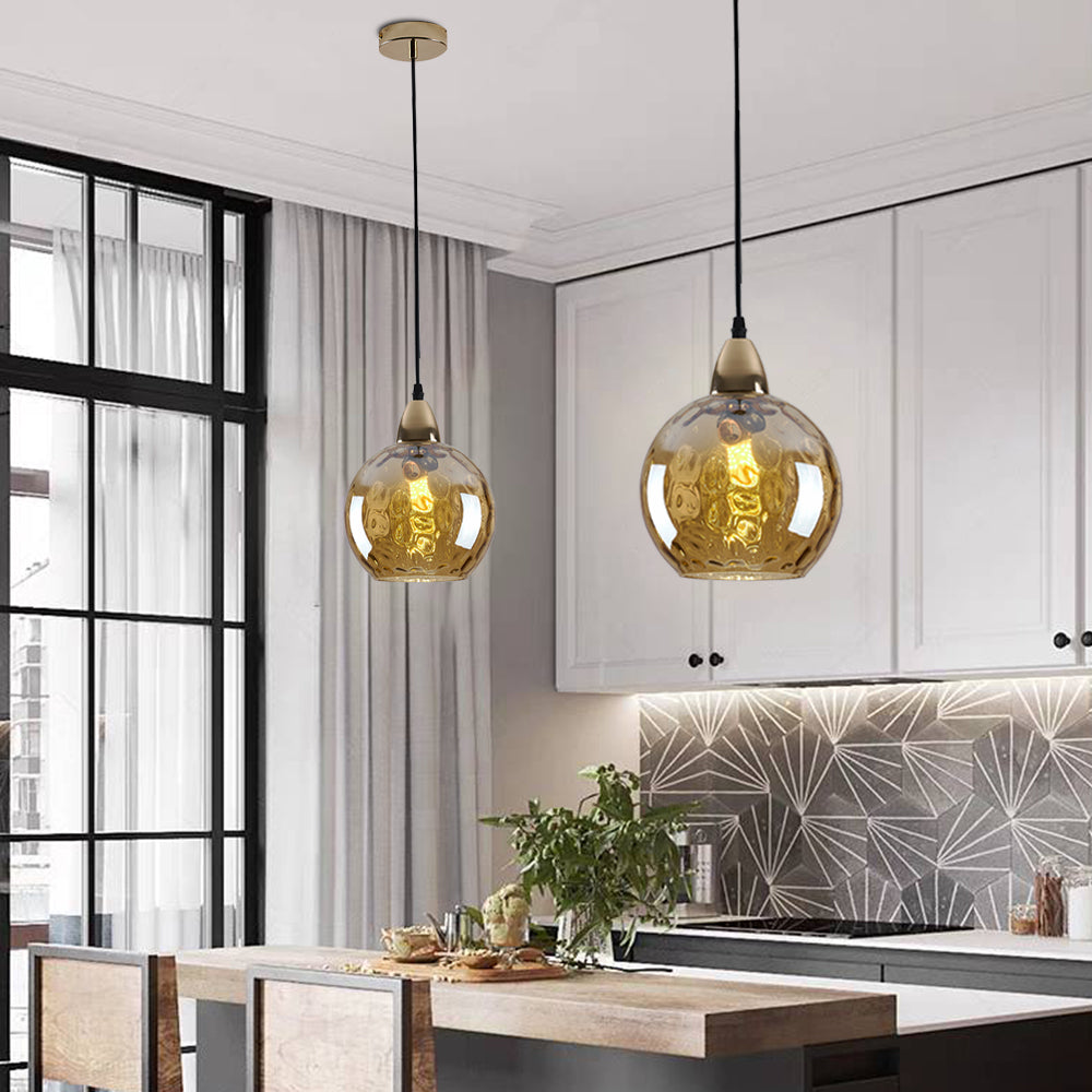 Colored Water-Glass Globe Chandelier – Modern Multi-Bulb Pendant