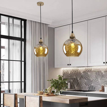 Colored Water-Glass Globe Chandelier – Modern Multi-Bulb Pendant