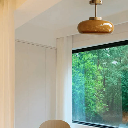 Vintage Semi-Flush Ceiling Light – 11″ Orange Dome Shade