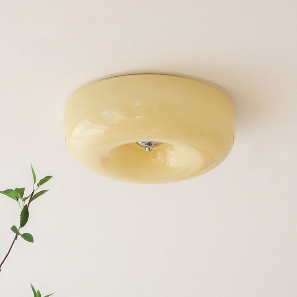 Hailie Cream Glass Flush Mount Ceiling Light – LED, 12.6–18.1"