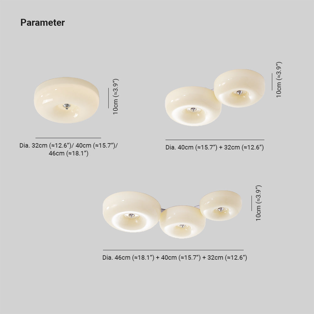 Hailie Cream Glass Flush Mount Ceiling Light – LED, 12.6–18.1"