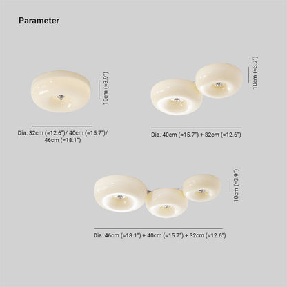 Hailie Cream Glass Flush Mount Ceiling Light – LED, 12.6–18.1"
