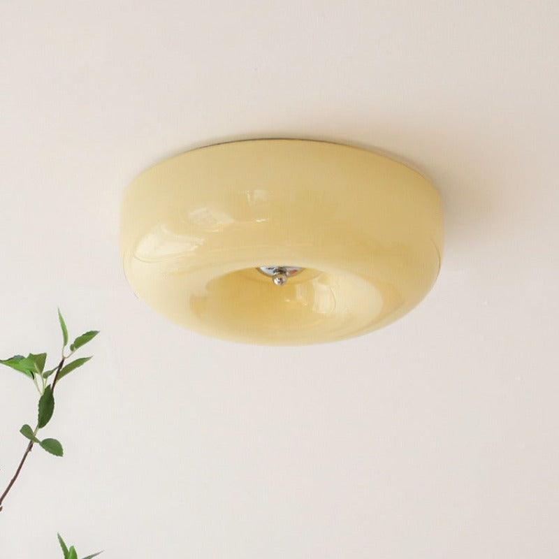 Hailie Cream Glass Flush Mount Ceiling Light – LED, 12.6–18.1"
