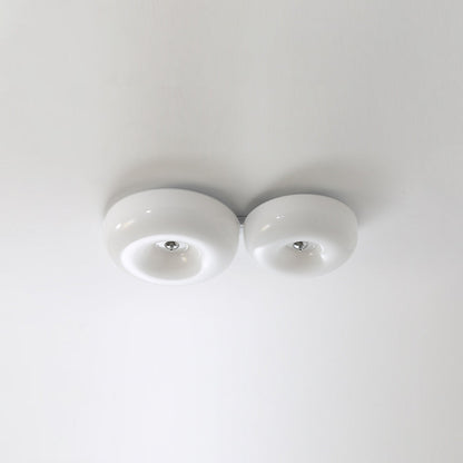 Hailie Cream Glass Flush Mount Ceiling Light – LED, 12.6–18.1"