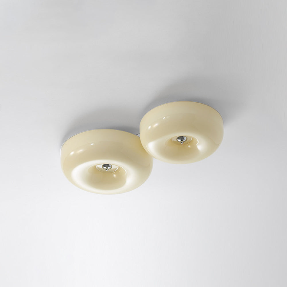 Hailie Cream Glass Flush Mount Ceiling Light – LED, 12.6–18.1"